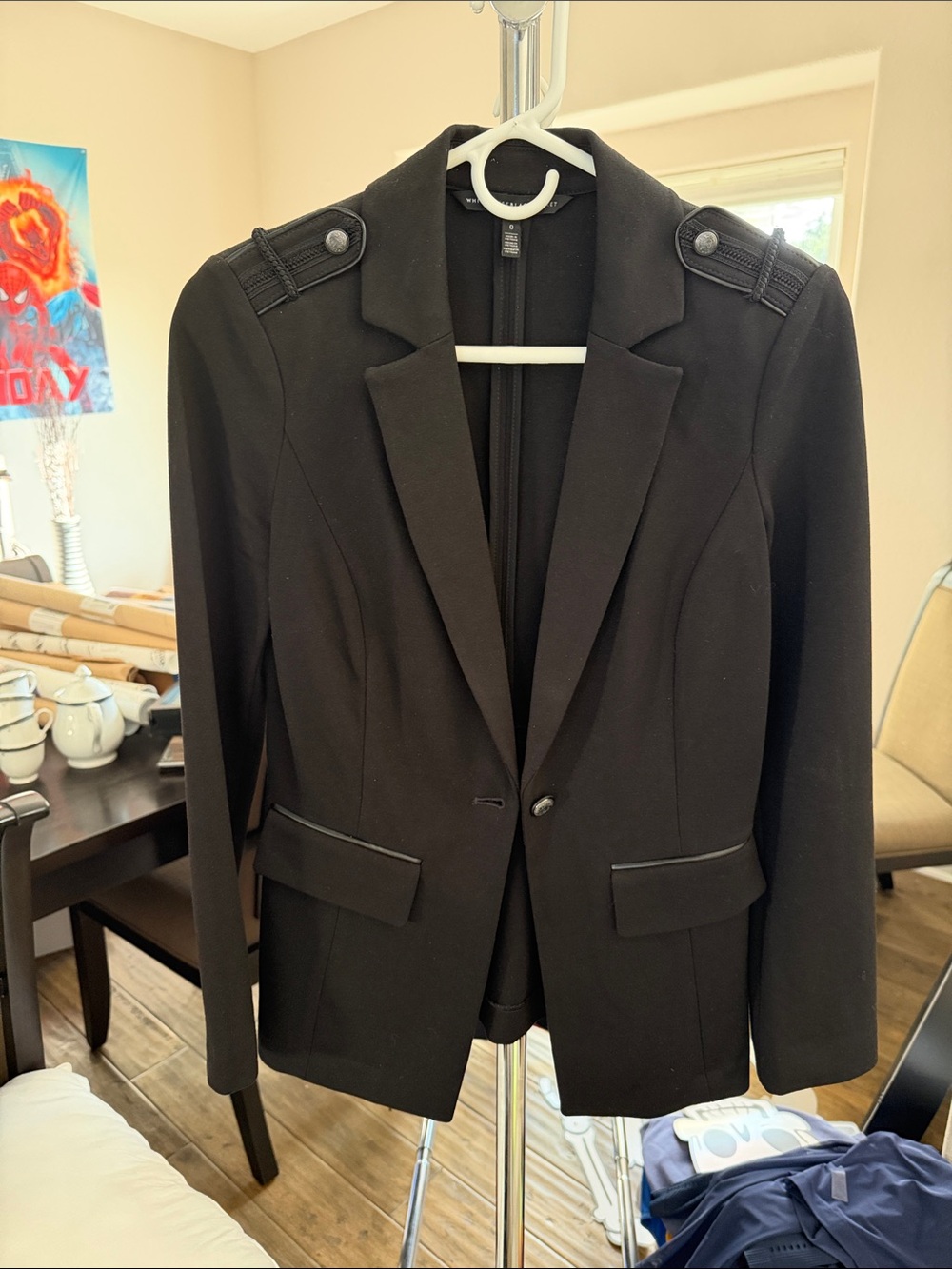 White House Black Market Black Military-Detail Blazer Sz 0